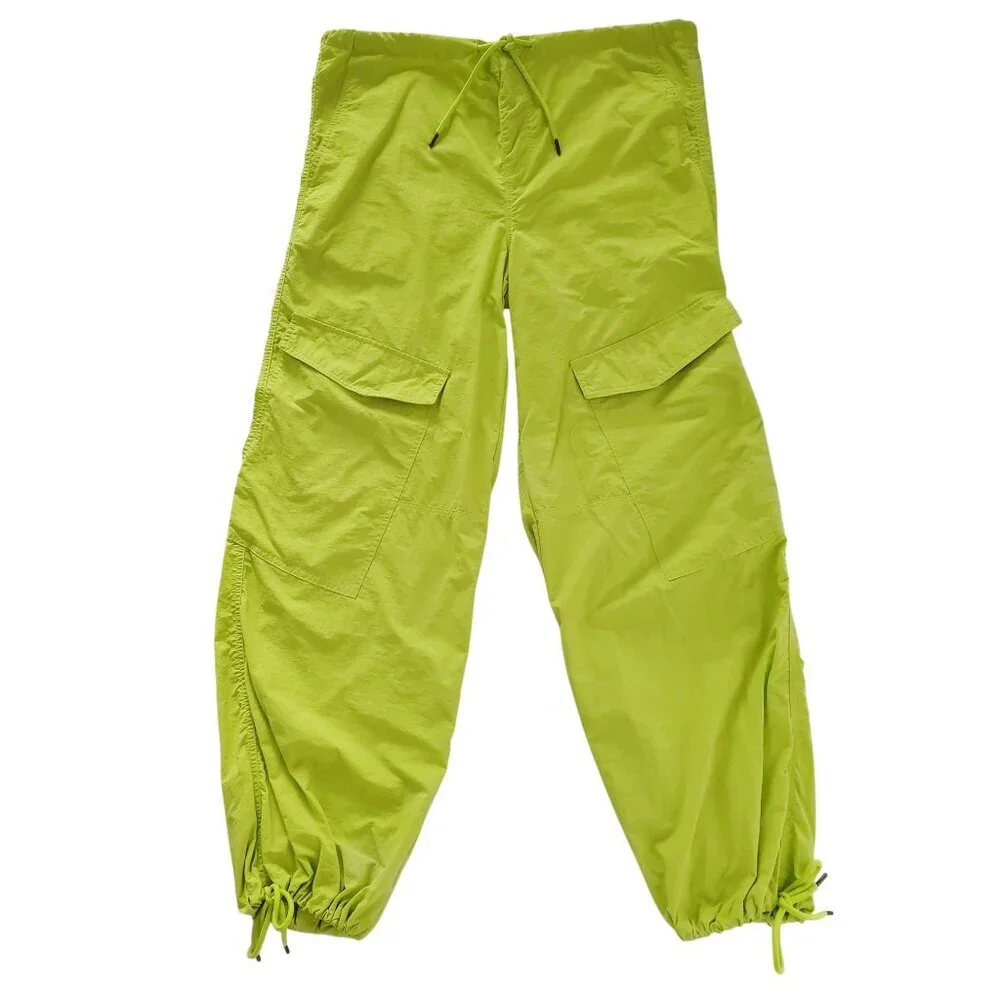 Tinseltown Bright Lime Green Chartreuse Parachute Pants Oversized Y2K Size S - Picture 2 of 16
